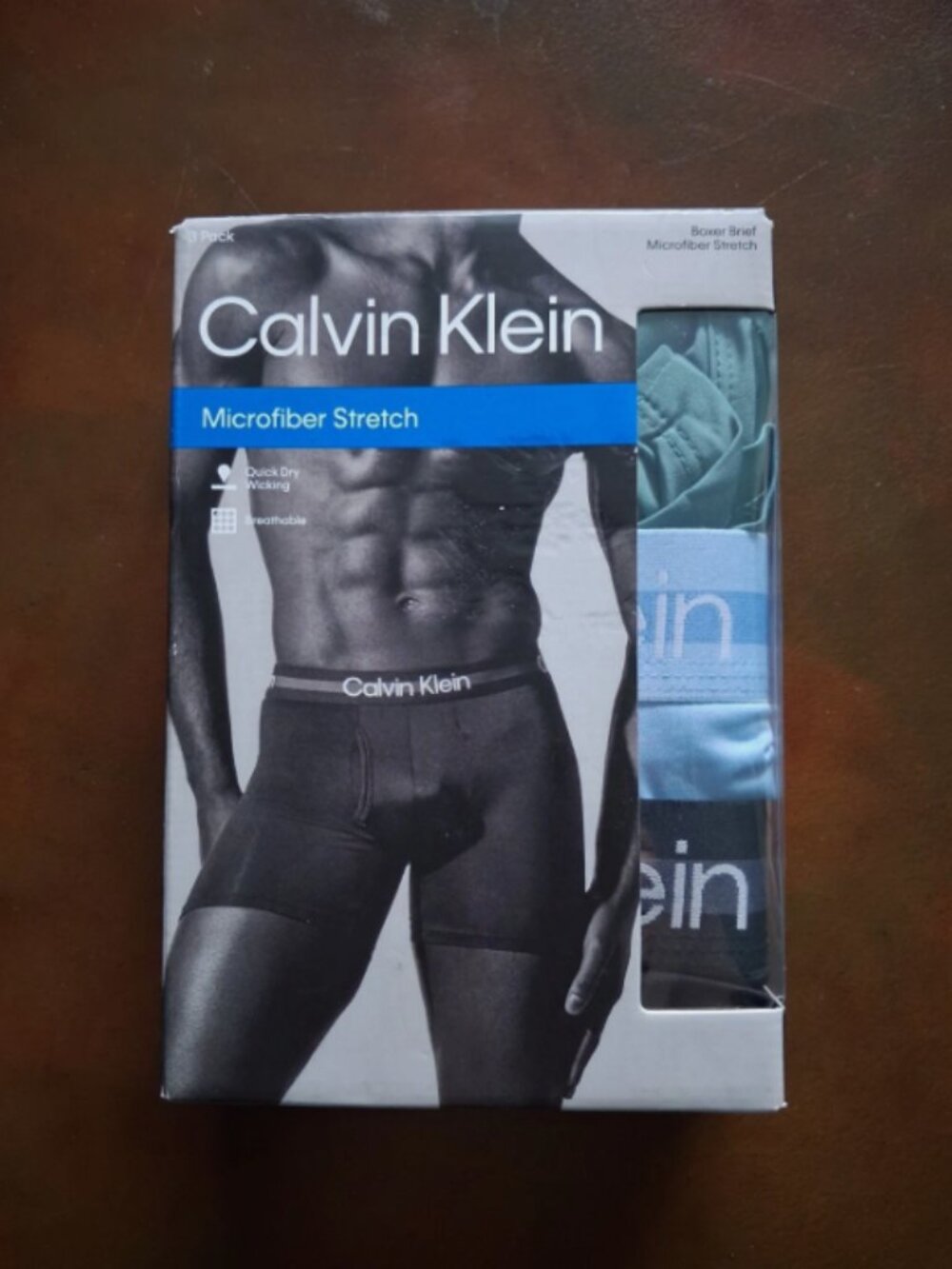 Calvin Klein Mens Boxer Briefs size L Microfiber Stretch 3-Pack Logo Waistband - Picture 2 of 8